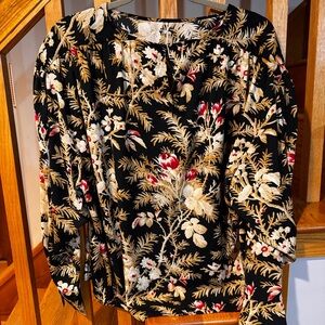 H&M Black and Gold Floral Blouse
